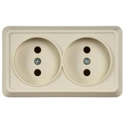 Розетка 2-м ОП Октава 10А IP20 без заземл. крем. IEK ERO20-K33-10-DC