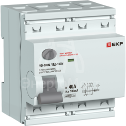 Выключатель дифференциального тока 4п 40А 100мА тип AC 6кА ВД-100N электромех. PROxima EKF E1046M40100