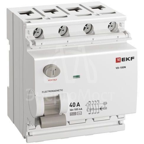 Выключатель дифференциального тока 4п 40А 100мА тип AC 6кА ВД-100N электромех. PROxima EKF E1046M40100
