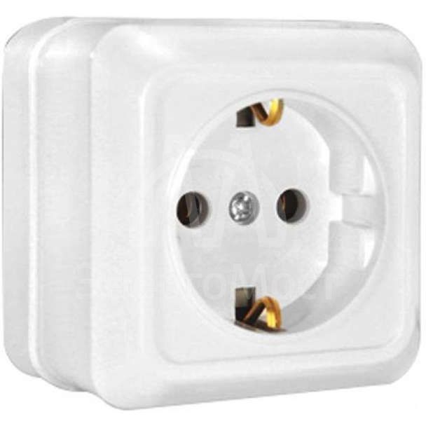 Розетка 1-м ОП Олимп 16А с заземл. бел. UNIVersal О0028