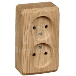 Розетка 2-м ОП Этюд Дача 16А IP20 без заземл. сосна SchE PA16-005D