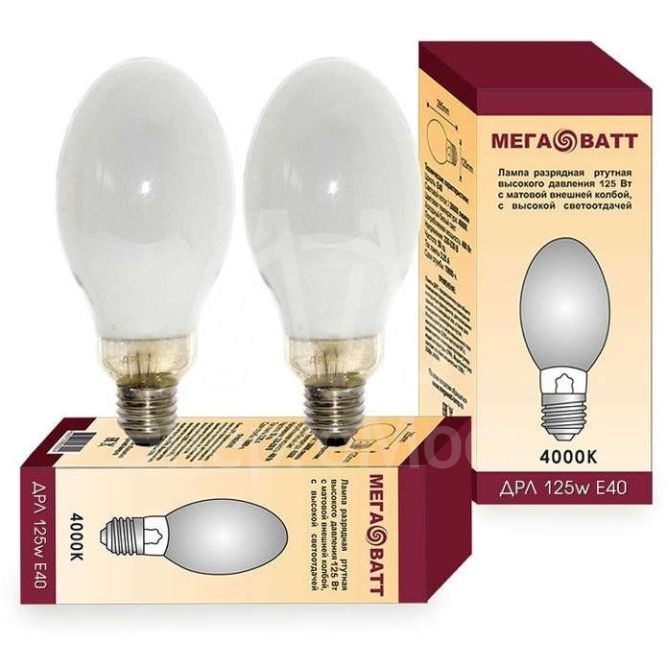 Лампа газоразрядная ртутная ДРЛ 125 E27 (25) МЕГАВАТТ 03007