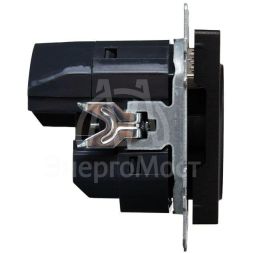 Розетка BRITE РЮш10-2-БрЧ 16А с USB A+A 3.1А с заземл. защ. шторки черн. IEK BR-R14-16-U21-D31-K02