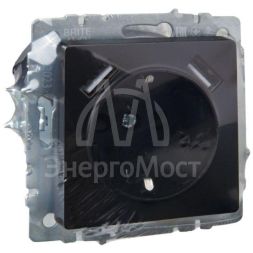 Розетка BRITE РЮш10-2-БрЧ 16А с USB A+A 3.1А с заземл. защ. шторки черн. IEK BR-R14-16-U21-D31-K02