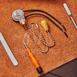 Выключатель для настенного светильника c проводом и деревянным наконечником gold блист. Rexant 06-0243-A