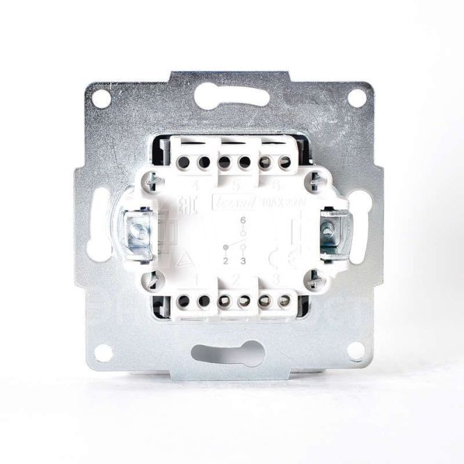 Механизм выключателя проходного 1-кл. 1п СП Karina 10А IP20 мат. серебр. LEZARD 707-4388-105