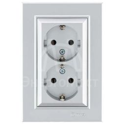 Розетка 2-я с/з СП Karea 16А IP20 серебр. Makel 56065082