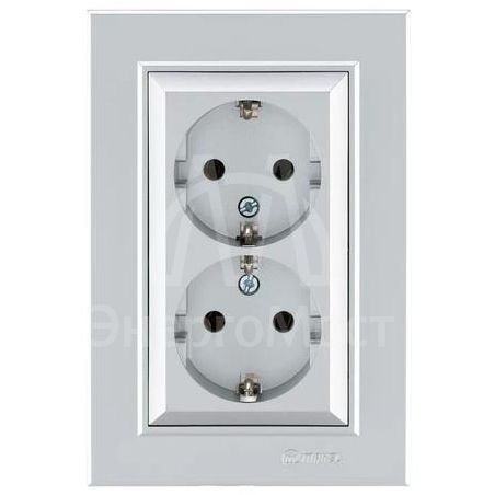 Розетка 2-я с/з СП Karea 16А IP20 серебр. Makel 56065082