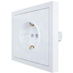 Розетка 1-мест. с/з ПБТ СП ZIMA безвинт. зажим бел. LEZARD 704-0288-122BQC