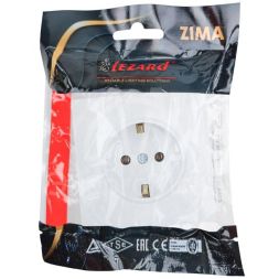 Розетка 1-мест. с/з ПБТ СП ZIMA безвинт. зажим бел. LEZARD 704-0288-122BQC