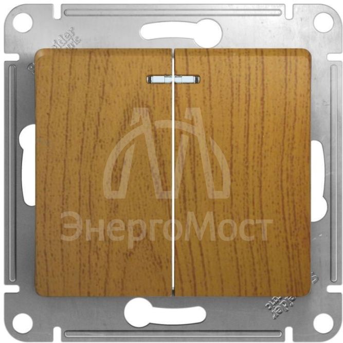 Механизм выключателя 2-кл. СП Glossa 10А IP20 (сх. 5а) 10AX с подсветкой дуб SchE GSL000553