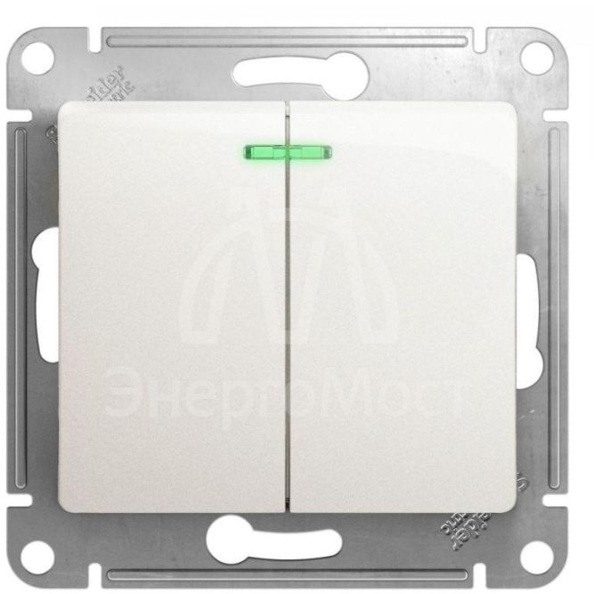 Механизм выключателя 2-кл. СП Glossa 10А IP20 (сх. 5а) 10AX с подсветкой перламутр SchE GSL000653
