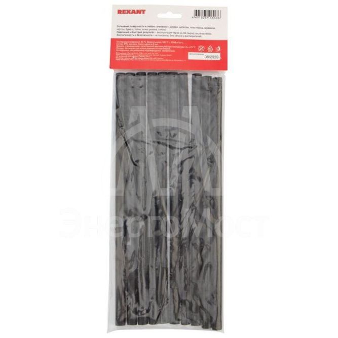 Стержень клеевой d11.3мм L270мм черн. (уп.10 шт) Rexant 09-1271