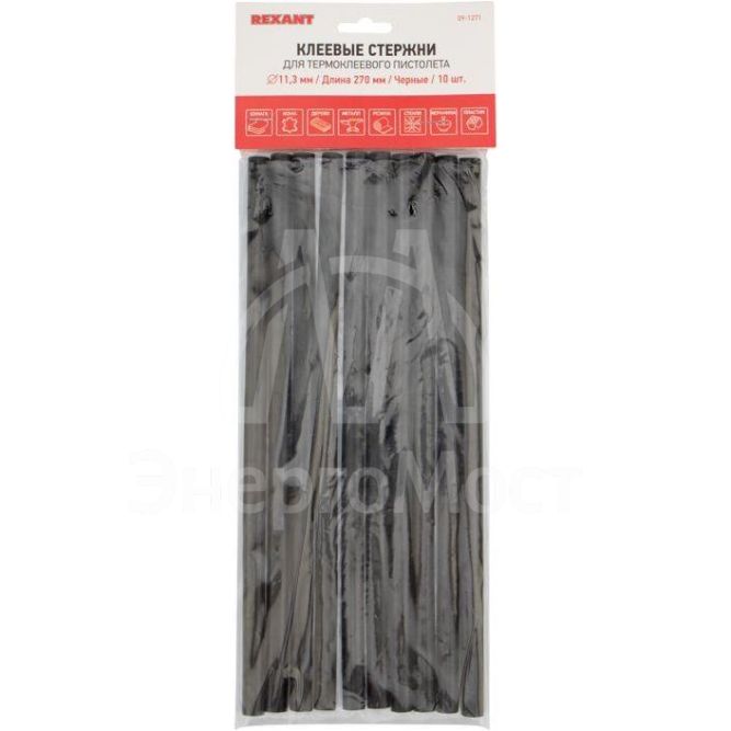 Стержень клеевой d11.3мм L270мм черн. (уп.10 шт) Rexant 09-1271