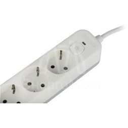 Удлинитель с сетевым фильтром 4х3м с заземл. 10А USF-4es-3m-2xUSBAC-W +2xUSBA+C 3.1A с выкл. с базов. защитой Эра Б0059573