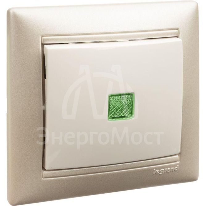 Механизм выключателя 1-кл. СП Valena 10А IP31 250В с зел. индикацией бел. Leg 774410