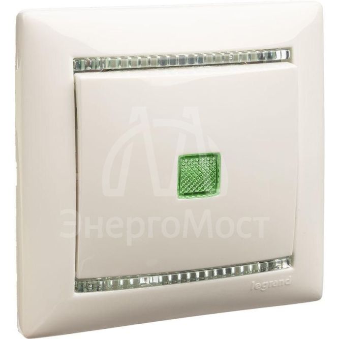 Механизм выключателя 1-кл. СП Valena 10А IP31 250В с зел. индикацией бел. Leg 774410