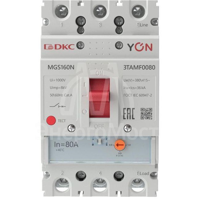 Выключатель автоматический MGS160 3P 64-80A 36kA YON MGS160N-3TAMF0080
