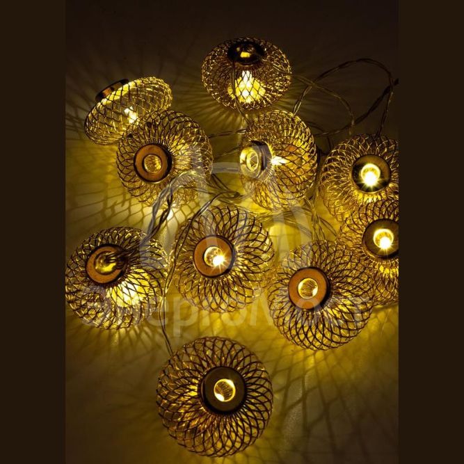 Гирлянда светодиодная &amp;quot;Фонарики&amp;quot; золото 5х3см 10LED тепл. бел. 1.8+0.3м КОСМОС KOC_GIR-B121