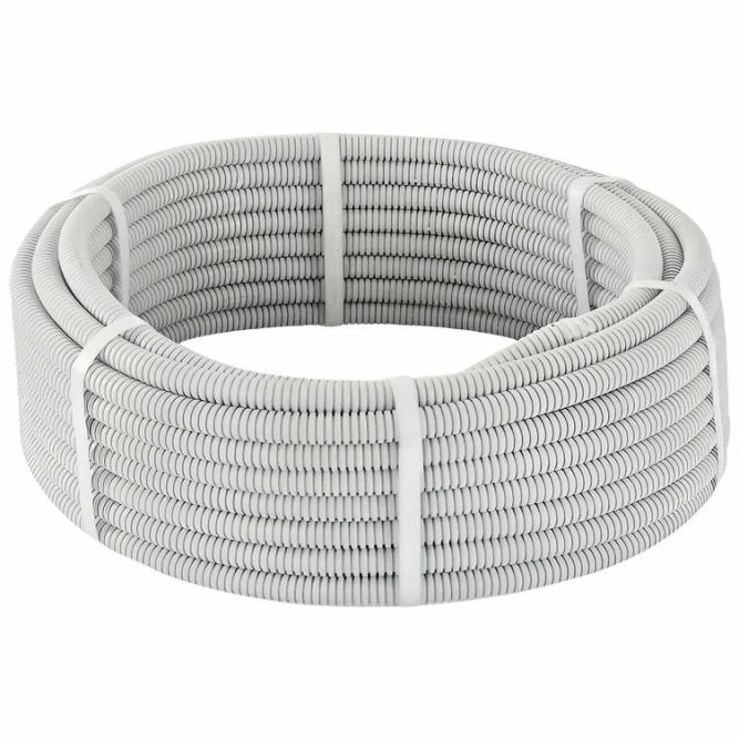 Труба гофрированная ПВХ d32мм с протяжкой сер. (уп.50м) TOKOV ELECTRIC TKE-TG/P-32-C06/50