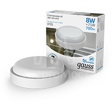 Светильник светодиодный 8Вт 6500К IP65 круглый Gauss 126411308