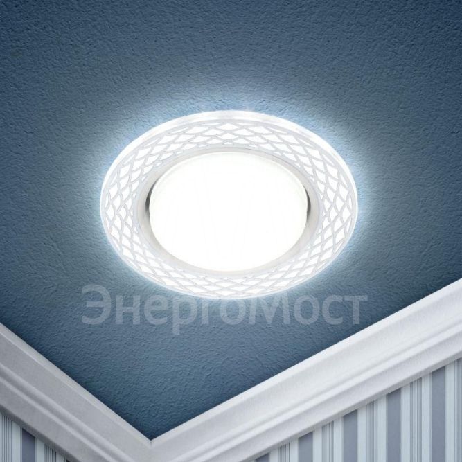 Светильник светодиодный DK LD37 WH/WH GX53 точечный; декор со светодиодной подсветкой бел./бел. ЭРА Б0037384