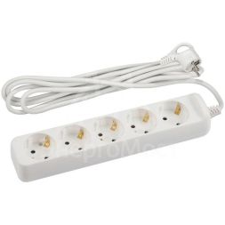Удлинитель электрический U-5e-5m-3x1.5 с заземлением 5 розеток 5м ПВС 3х1.5кв.мм 16А Эра Б0044039