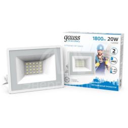 Прожектор светодиодный Elementary 20Вт 1350лм IP65 6500К бел. Gauss 613120320