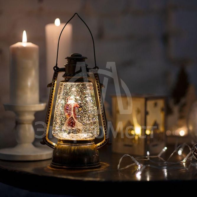Фонарь декоративный с эффектом снегопада и подсветкой &amp;quot;Санта Клаус&amp;quot; тепл. бел. NEON-NIGHT 501-066