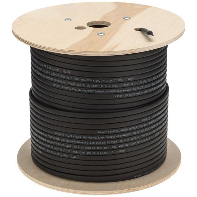 Кабель греющий (нагрев.) саморег. SRL30-2CR экранированный 30Вт/м 0.88кв.мм/55м 200м Rexant 51-0279