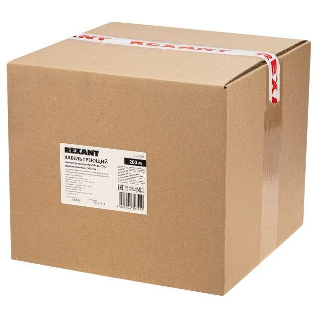 Кабель греющий (нагрев.) саморег. SRL30-2CR экранированный 30Вт/м 0.88кв.мм/55м 200м Rexant 51-0279