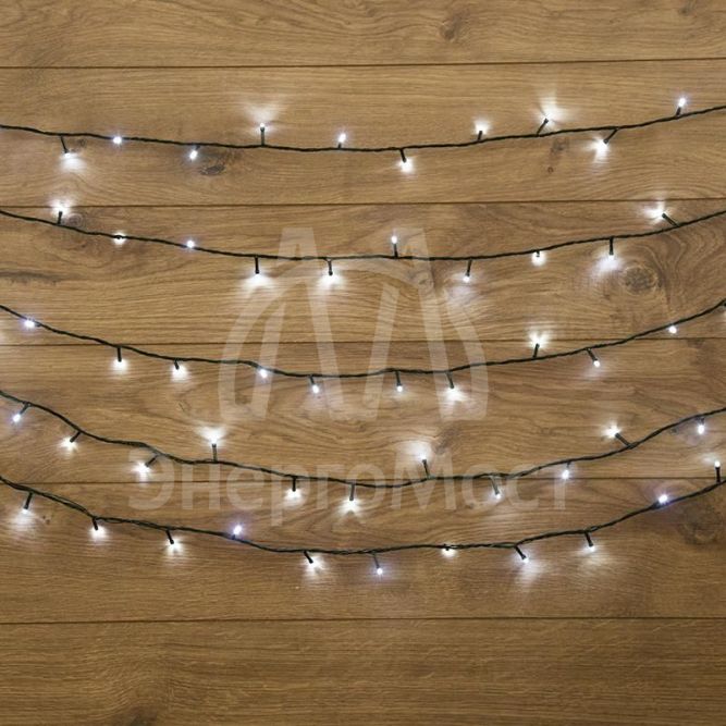 Гирлянда &amp;quot;ТВИНКЛ ЛАЙТ LED&amp;quot; (с контроллером 8 режимов) 4м 25LED 2Вт 220В IP20 бел. провод темн.-зел. ПВХ NEON-NIGHT 303-015