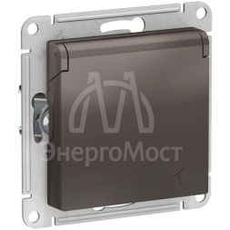 Розетка 1-м СП AtlasDesign 16А IP20 с заземл. защ. шторки с крышкой механизм мокко SchE ATN000646