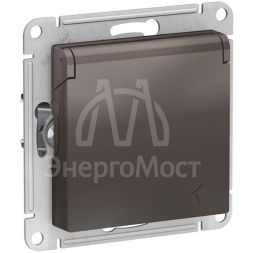 Розетка 1-м СП AtlasDesign 16А IP20 с заземл. защ. шторки с крышкой механизм мокко SchE ATN000646