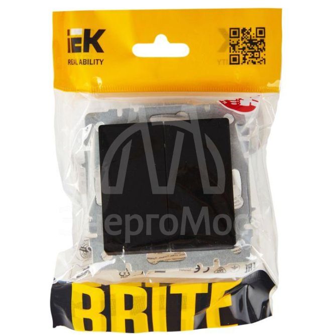 Выключатель проходной 2-кл. СП BRITE ВС10-2-6-БрЧ 10А черн. IEK BR-V22-0-10-K02