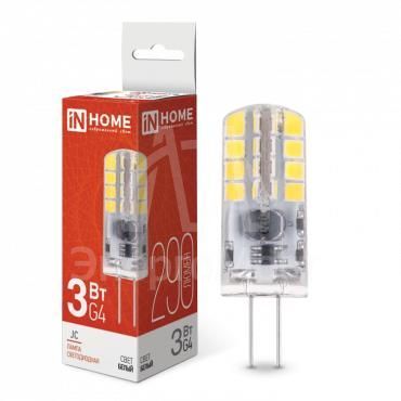 Лампа светодиодная LED-JC 3Вт 12В G4 4000К 290лм IN HOME 4690612036021