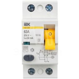 Выключатель дифференциального тока (УЗО) 2п 63А 30мА тип AC ВД1-63 IEK MDV10-2-063-030