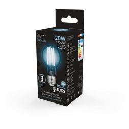 Лампа светодиодная филаментная Black Filament 20Вт A60 грушевидная 4100К нейтр. бел. E27 1850лм GAUSS 102902220