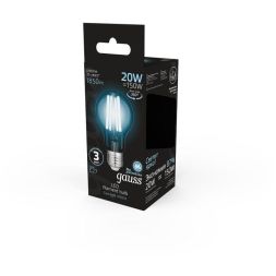 Лампа светодиодная филаментная Black Filament 20Вт A60 грушевидная 4100К нейтр. бел. E27 1850лм GAUSS 102902220