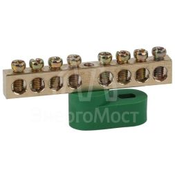 Шина PE &amp;quot;земля&amp;quot; на одном угловом изоляторе ШНИ-6х9-8-У1 зел. NO-222-103-1 ЭРА Б0044152