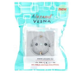 Розетка 1-м СП Vesna с заземл. ПБТ механизм платина LEZARD 742-3588-122B
