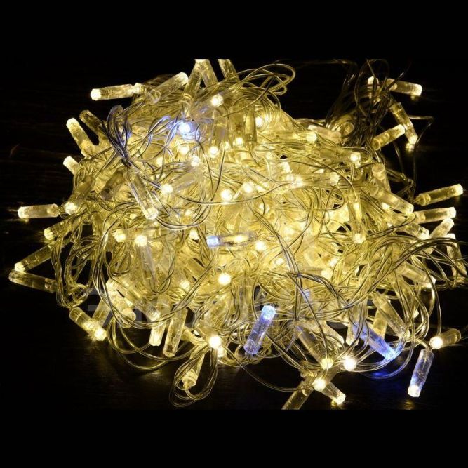 Гирлянда &amp;quot;Нить&amp;quot; 10м 100LED тепл. бел. IP44 провод прозр. 230В мерцание транзит IEK LGDU121-1-100-10-T-S-44