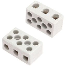 Клемма керамическая винтовая 10кв.мм 3 пары контактов с крепежным отверстием (уп.84шт) Rexant 07-6226