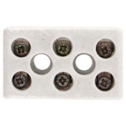 Клемма керамическая винтовая 10кв.мм 3 пары контактов с крепежным отверстием (уп.84шт) Rexant 07-6226