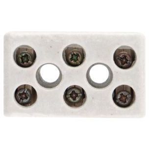 Клемма керамическая винтовая 10кв.мм 3 пары контактов с крепежным отверстием (уп.84шт) Rexant 07-6226