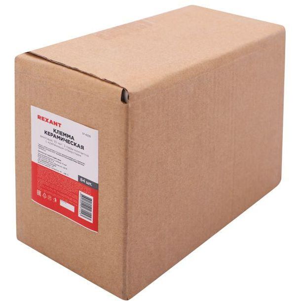 Клемма керамическая винтовая 10кв.мм 3 пары контактов с крепежным отверстием (уп.84шт) Rexant 07-6226