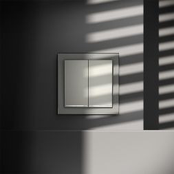 Выключатель 2-кл. СП S70 10А с подсветкой механизм сталь Voltum VLS020205