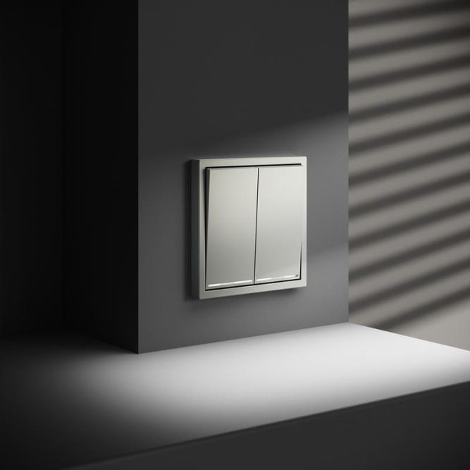 Выключатель 2-кл. СП S70 10А с подсветкой механизм сталь Voltum VLS020205