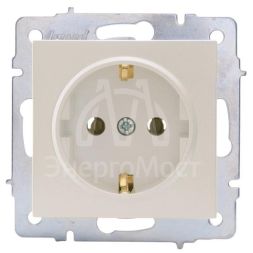 Розетка 1-м СП Vesna с заземл. ПБТ механизм жемчуж./бел. перламутр LEZARD 742-3088-122B