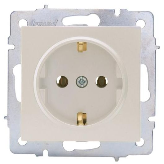 Розетка 1-м СП Vesna с заземл. ПБТ механизм жемчуж./бел. перламутр LEZARD 742-3088-122B